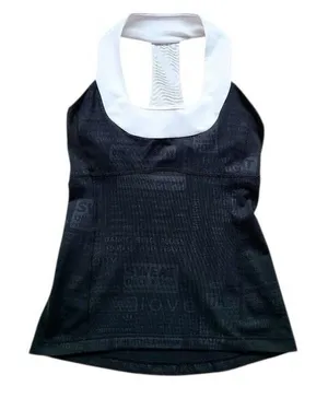 Lululemon Womens Scoop Neck Black Manifesto & White Tank Top Size 8 thumbnail 1