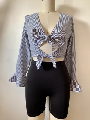 SEEK the Label Double Tie Crop Top thumbnail 1