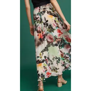 Presley Skye sz M Crinkled Watercolor Floral Print Maxi Dress Feminine Whimsical thumbnail 3