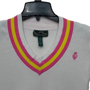 Vintage Lauren Ralph Lauren‎ Size Large Short Sleeve Sweater Preppy Tennis Y2K thumbnail 3