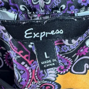 Express Damask Paisley Satin Camisole Tank Top Black Pink Multi Large Y2K‎ Boho thumbnail 9