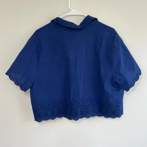 Roller Rabbit x Target Navy Blue Short Sleeve Button Down Large NEW Women thumbnail 6
