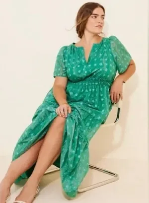 Anthropologie Green Floral Jacquard Somerset‎ Maxi Dress Size 3X thumbnail 1