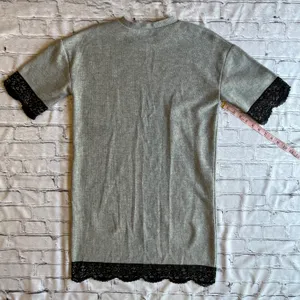 ZARA Trafaluc Grey Jersey Shirt Dress Small Black Lace Goth Comfy Neutral Loose fit thumbnail 4