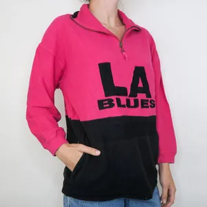 Vintage 90s LA Blues Pink Half Zip Pullover Shirt thumbnail 2