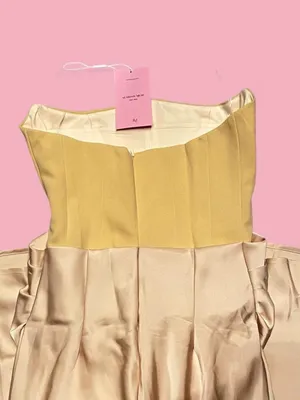 almond muse rosalind baby yellow/gold satin maxi dress with corset top thumbnail 5
