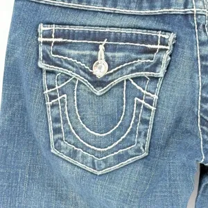 True Religion Disco Joey Big T Jeans Womens 26 Blue Flare Crystal‎ Embellish Y2K thumbnail 6