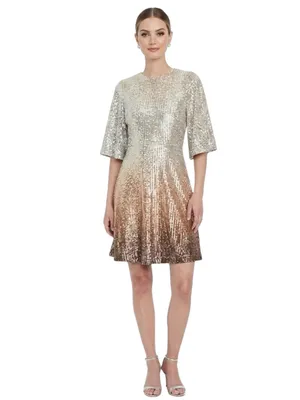 Old Navy Silver to Bronze Warm Ombre Sequin Mini Dress Size Large thumbnail 2