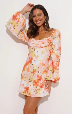 Flowy Lava Hello Molly Dress Orange thumbnail 1