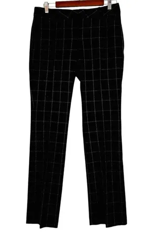Express Editor women’s size 6R dress pants black with white plaid thumbnail 13