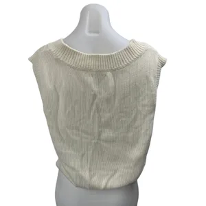 Abercrombie & Fitch Women's Cream Sleeveless V Neck Cropped Tank Sweater Top M thumbnail 2