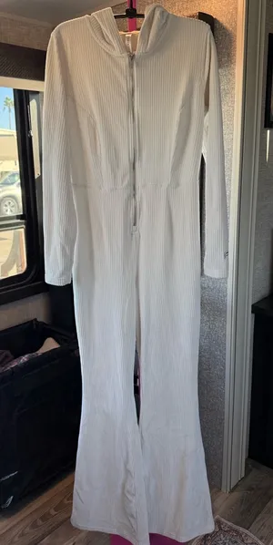 Fabletics White Ribbed Jumpsuit size Small thumbnail 1