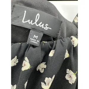 Lulus Black Floral Milkmaid Jumpsuit Sz M Puff Sleeve Wide‎ Leg Square Neck thumbnail 8