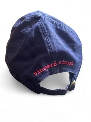 Vineyard Vines Navy Baseball Cap with Pink Whale Embroidery Coastal Preppy thumbnail 2