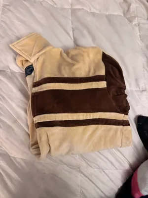 JCPenney Vintage velour unisex brown and tan track jacket thumbnail 2