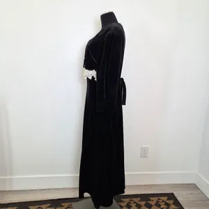 Vintage Ultra Dress New York Black Velvet Maxi Dress Lace Trim Grandma 90s 12 thumbnail 4