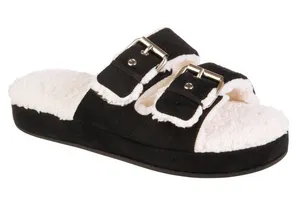 NWT Isotoner Womens Microsuede Double Buckle Slide Slippers 8532 Black S (6.5-7) thumbnail 1