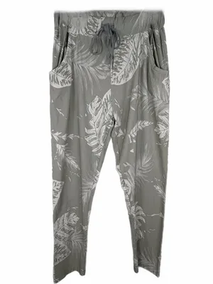 KAKTUS Relaxed Tropical Print Drawstring Joggers Sage/Gray & White Size Small thumbnail 2