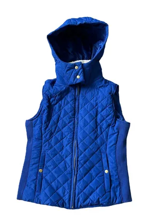 Active USA Quilted Blue Hooded Vest thumbnail 1