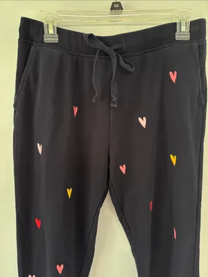Lou & Grey w/ LOFT Colorful Heart Terry Sweatpants Jogger Pants Sz Med Valentine thumbnail 3