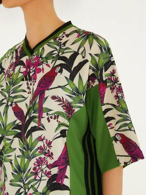 NWT Adidas X Farm Rio farm tee / Dress prm Tropical Parrot Green Pink XL thumbnail 2