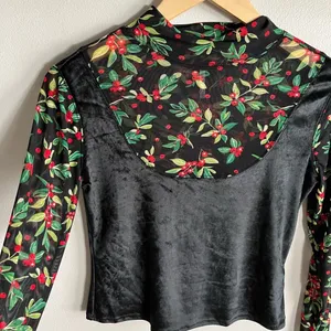 Free People Intimately Floral Mesh Velvet Burnout Top Fairycore Small thumbnail 5