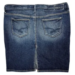 Abercrombie Y2K Low-Rise Mini Jean Skirt Sz‎ 27" Dark Wash Grunge Punk Ruehl 925 thumbnail 2