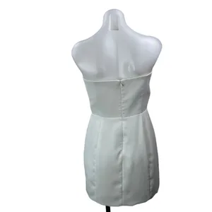 Amanda Uprichard White Floral 3D Strapless Bandeau Sheath Mini Dress Size S thumbnail 3