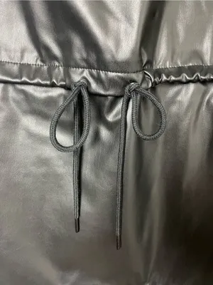 H&M Divided Oversized Black Faux Leather Hooded Anorak Utility Jacket Size L thumbnail 3