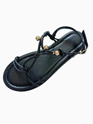 Universal Threads Black Strappy Gold Charm Ankle Strap Sandals Size 8 thumbnail 2