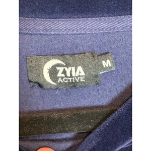 Zyia Active Navy Blue Velour Crewneck Sweatshirt Embossed Logo Size Medium thumbnail 3