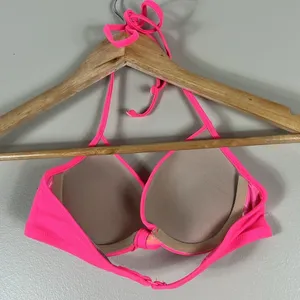 Victoria's Secret PINK Twist Front Push Up Halter Bikini Top Neon Pink Size XS thumbnail 4