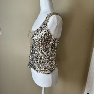 NWOT ABERCROMBIE & FITCH Gold Sequin Racer Back Tank Top - size XS thumbnail 4