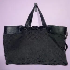 Gucci Weekender Tote Bag GG Canvas Monogram Top Handle Large Purse thumbnail 1