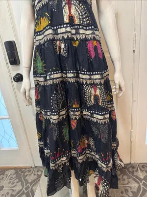 Farm Rio Tiered printed cotton-voile midi dress In Black Size Medium thumbnail 5