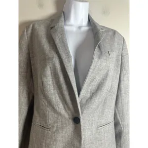 Banana Republic Grey Single Button Blazer Jacket‎ Heathered Size 8 Professional thumbnail 3