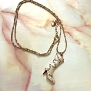 Betsey Johnson enamel rhinestone boot pendant necklace thumbnail 6