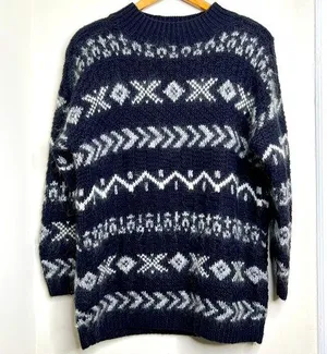 Vintage 90s Forenza Wool Blend Sweater Women’s Oversized Medium Black White thumbnail 1