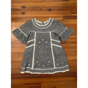 Free People Sunny Day Floral Embroidered Gingham Mini Dress Womens Medium Lace thumbnail 3