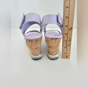 Nautica Lilac Lavender Cork Wedge Sandals - Size 8 - Sporty Logo Straps - Summer thumbnail 9