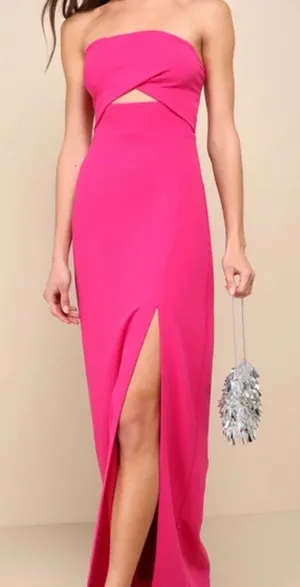 Lulu's Fuchsia Strapless Maxi Dress thumbnail 1