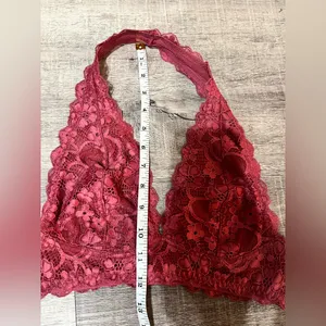 FREE PEOPLE Intimately Galloon Lace Halter Bra in Rose thumbnail 6