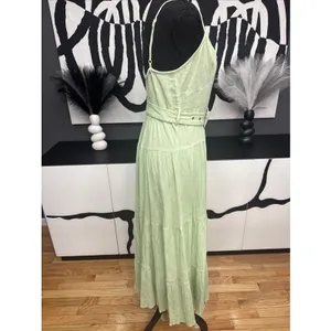 ASOS DESIGN Green Linen Blend Midi Dress Women's US 6 Belted Sundress Boho thumbnail 3
