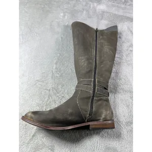 Lucky Brand Distressed Women's 10W Leather Ostrand Riding Boots Gray Mid Calf thumbnail 4