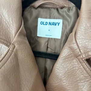 Old Navy Brown Leather Jacket Asymmetrical Zipper Moto Style thumbnail 2