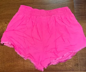 Japna Sleepwear Shorts Bright Pink/Fringe Accent Size Medium Rayon thumbnail 4