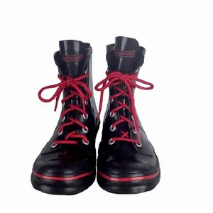 Skechers Womens Lace-Up Waterproof Combat Boots Black Red Ankle Rain Boot Shoes thumbnail 4