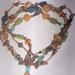 Glass Beaded Leaves AB Faceted Beads Multicolor Beaded Boho Fall Necklace thumbnail 9
