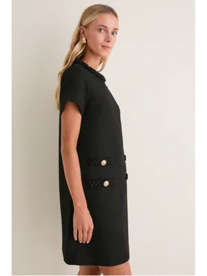 Tuckernuck Black Tweed Braided Jackie Mini Dress S Business Career Prep Academia thumbnail 4