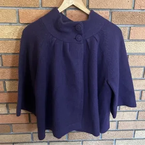 Elena Solano Angora Lambs Wool Sweater Cape Size PXL Purple Academia Shrug thumbnail 1